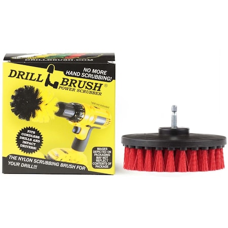 Drill Brush Power Scrubber By Useful Products 5 in W 5 in L Brush, Red 5in-Lim-Red-Short-QC